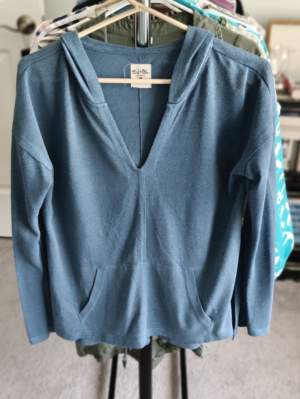 Salt Life Soft Blue V-Neck Hoodie Sweatshirt